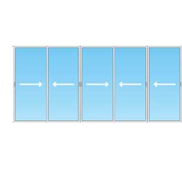 Пятистворчатые рама из алюминия на балкон 600×140 AGS